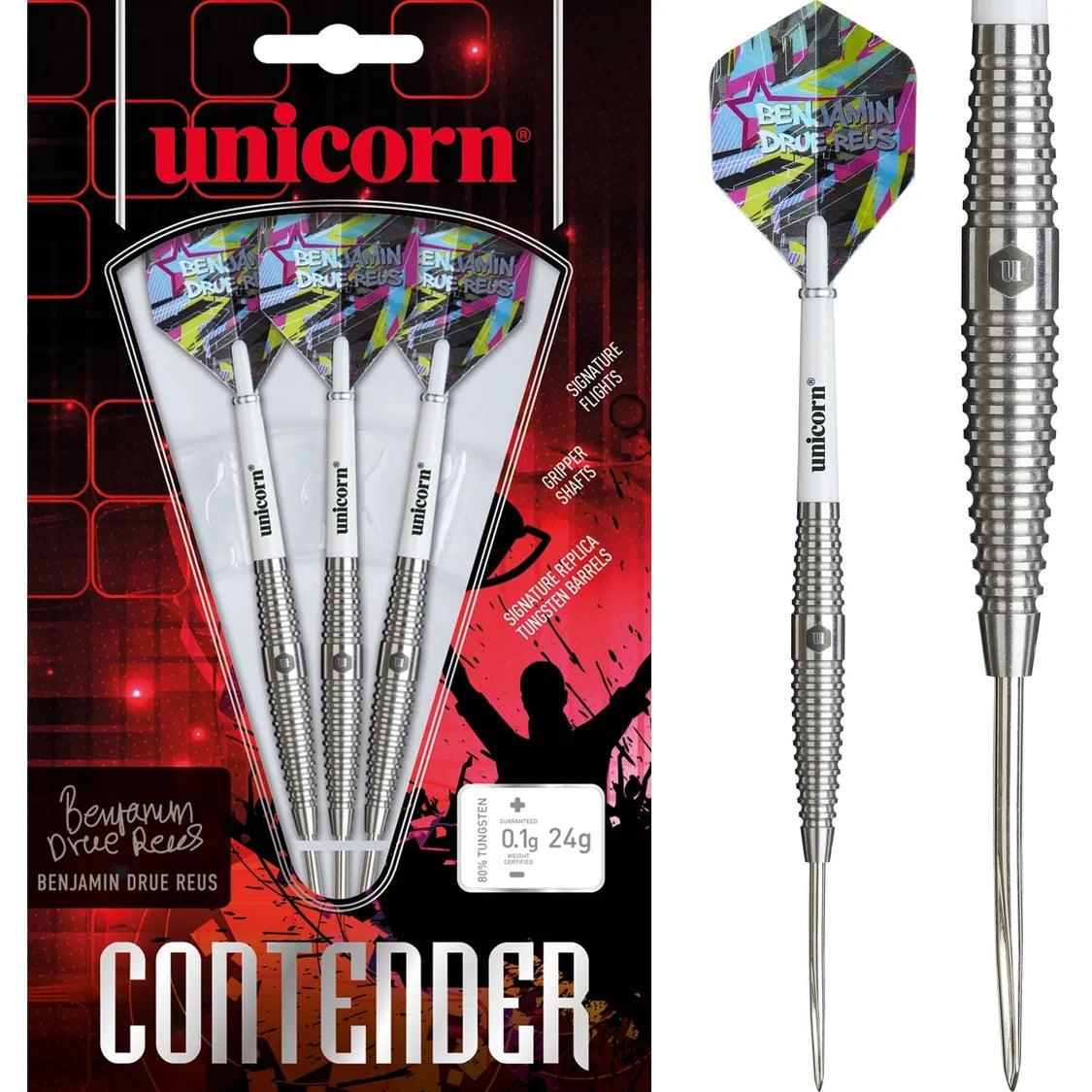 UNICORN BENJAMIN DRUE REUS 80% TUNGSTEN STEEL TIP DARTS