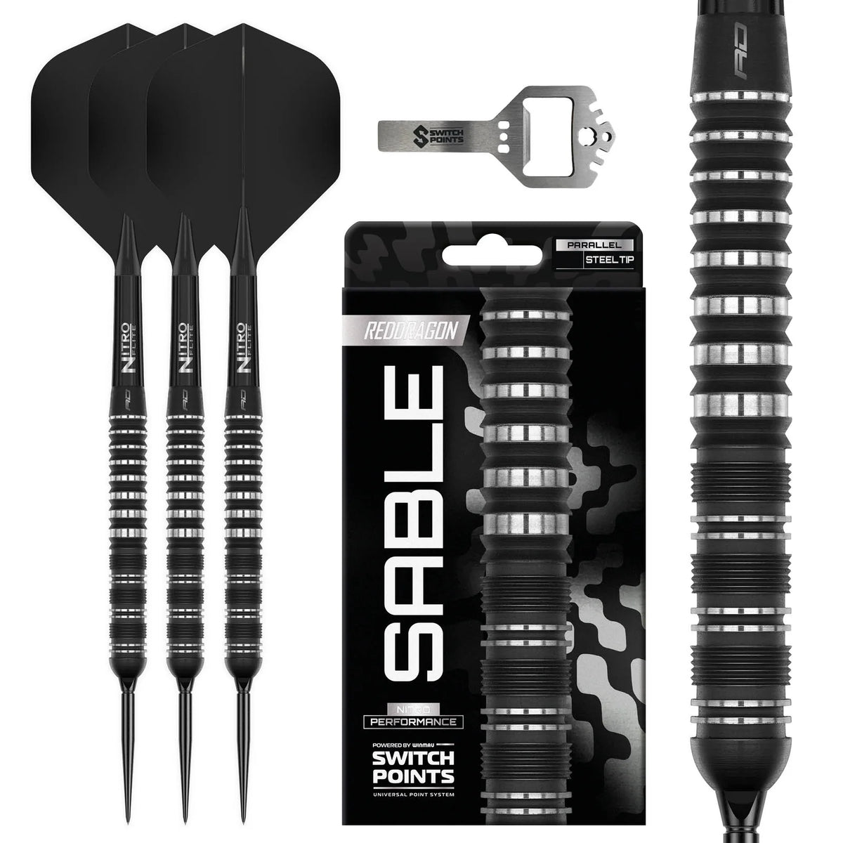 RED DRAGON SABLE PARALLEL SWITCH POINT 90% TUNGSTEN STEEL TIP DARTS
