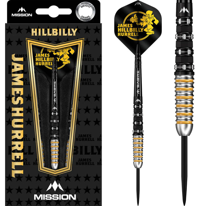 JAMES HURRELL DARTS STEEL TIP 95% TUNGSTEN V2 BLACK PVD & YELLOW