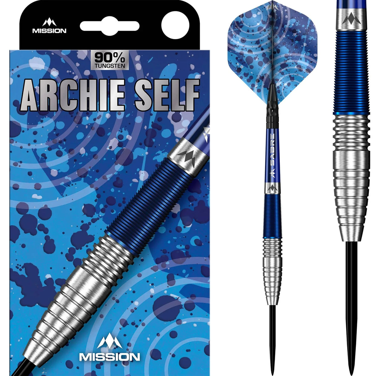 ARCHIE SELF DARTS STEEL TIP 90% TUNGSTEN BLUE & SILVER