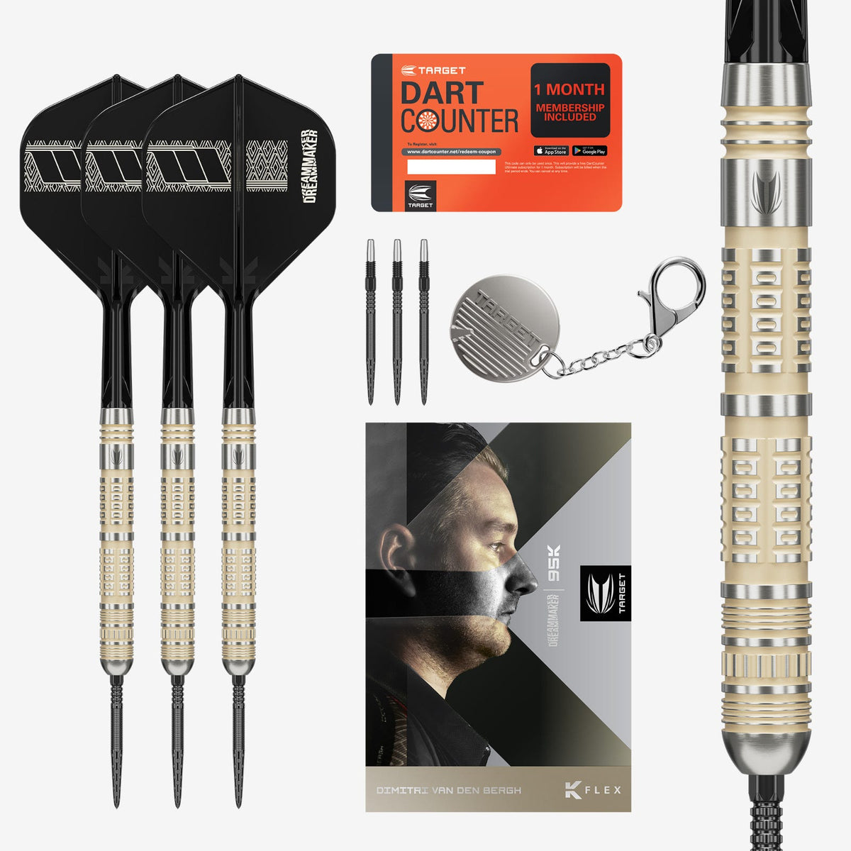 DIMITRI VAN DEN BERGH 95K 95% TUNGSTEN STEEL TIP DARTS