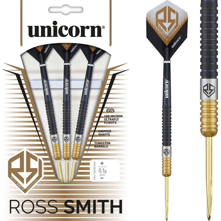ROSS SMITH DARTS STEEL TIP SMUDGER TWO TONE BLACK & GOLD